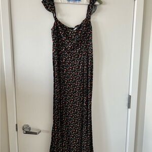 Reformation Black Floral Midi Dress